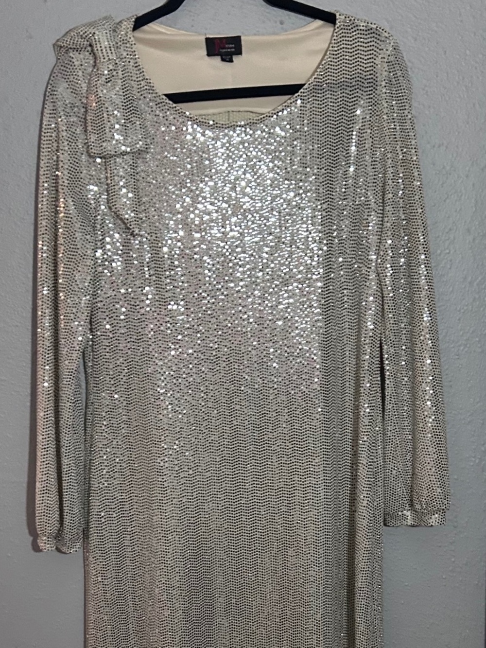 JM Studio John Meyer Silver Sequin Cocktail Dress Size 14